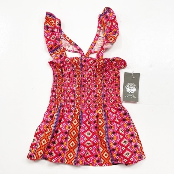 NEW Vince Camuto little girls pink tribal smocked top - Picture 1 of 4